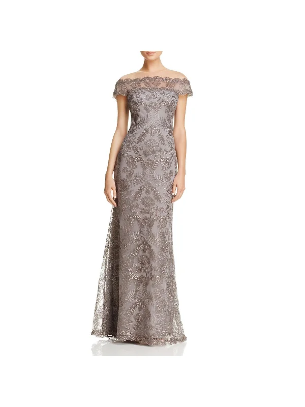Hurry In Womens Embroidered Floral Print Evening Dress