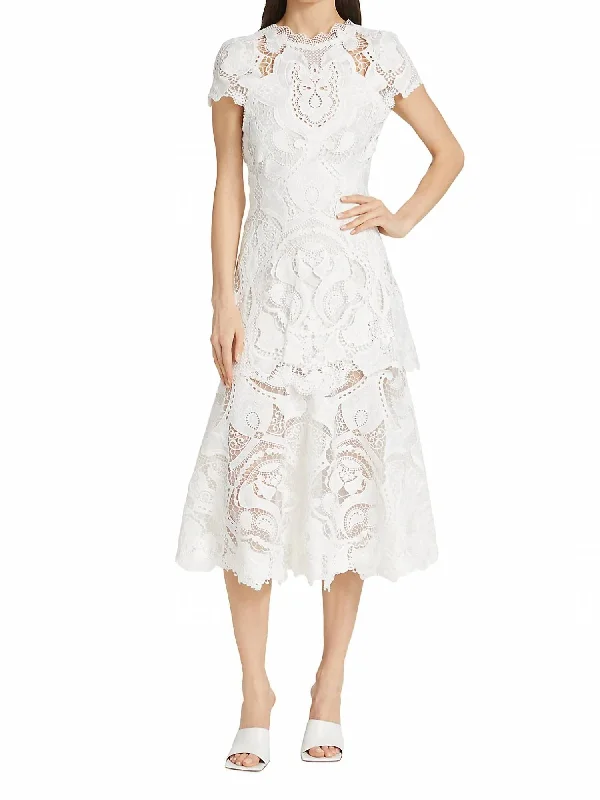 Value Deals Laura Guipure Lace Midi-Dress in White