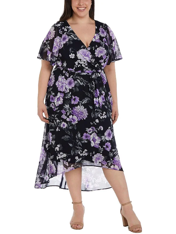 Fantastic Offers Plus Womens Mesh Floral Midi Dress