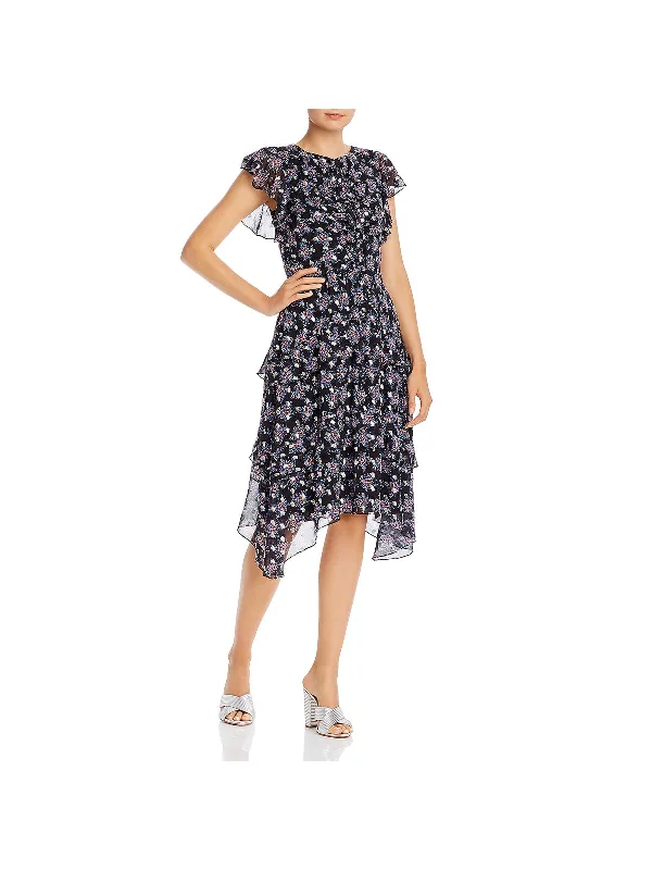 Special Offer Womens Georgette Metallic Cocktail Dress