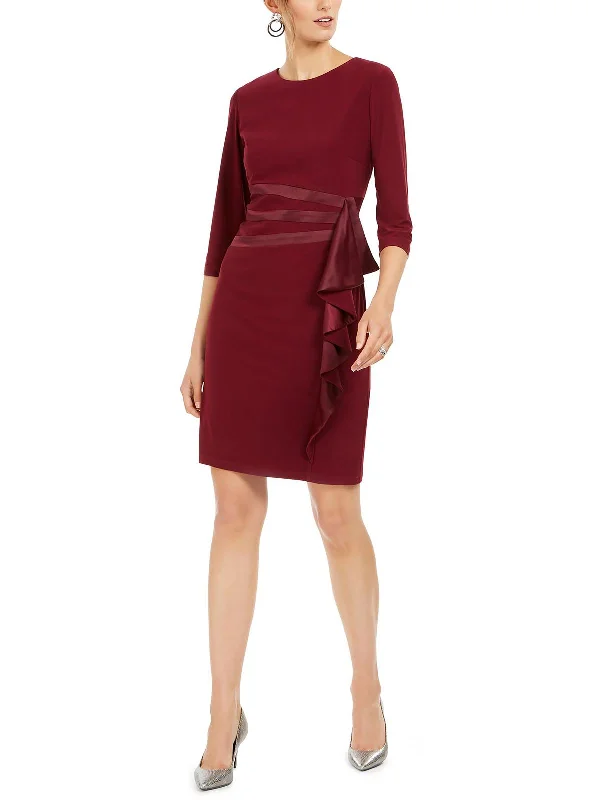 Daily Deals Womens Ruffled Satin Sheath Dress