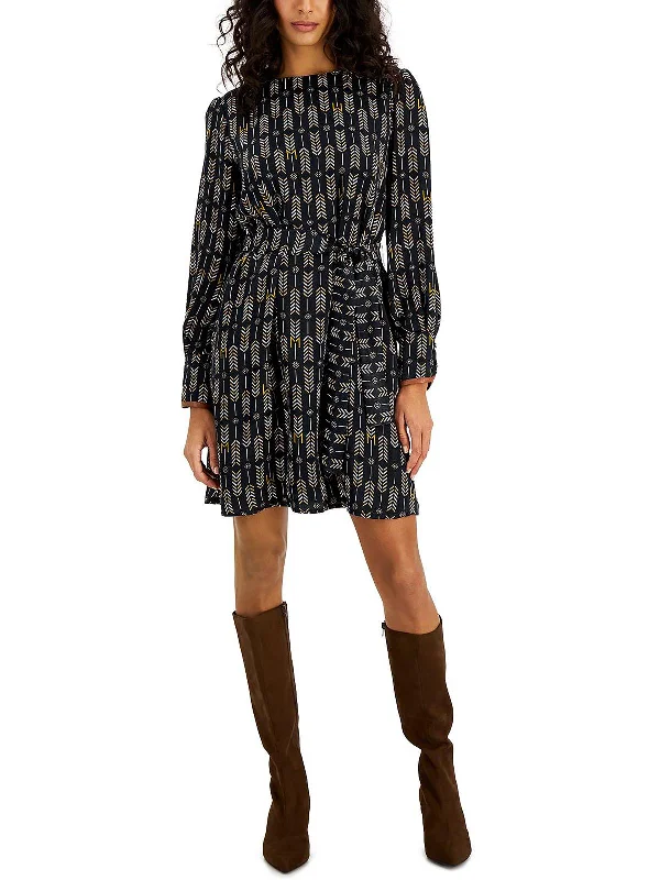 Savings Event Billy Womens Satin Printed Wear to Work Dress