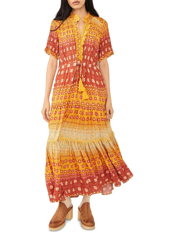 Early Bird Discount Rare Feeling Womens Ruffled Printed Maxi Dress
