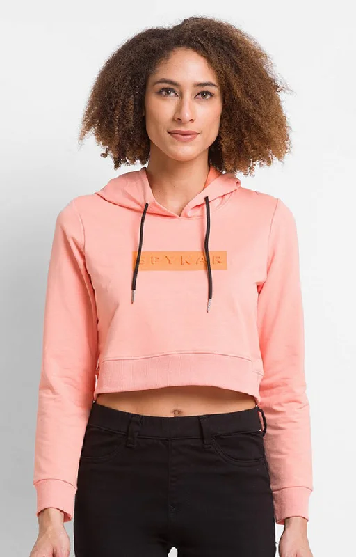 The Best Prices Spykar Peach Cotton Blend Full Sleeve Hooded Sweatshirts For Women The Best Prices Spykar Peach Cotton Blend Full Sleeve Hooded Sweatshirts For Women