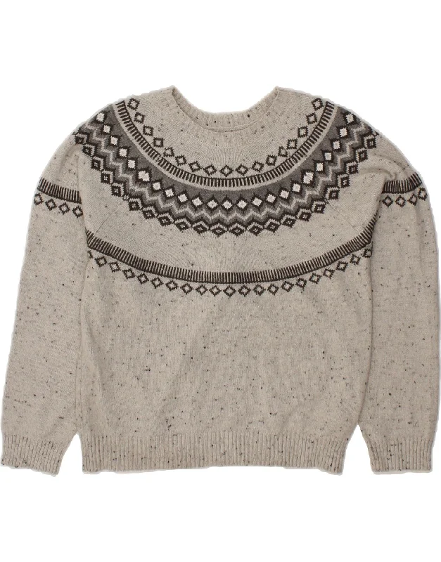 Discount Extravaganza VINTAGE Womens Boat Neck Jumper Sweater UK 20 2XL Grey Fair Isle Acrylic Discount Extravaganza VINTAGE Womens Boat Neck Jumper Sweater UK 20 2XL Grey Fair Isle Acrylic